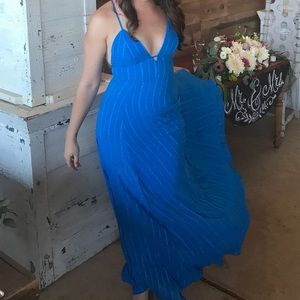 Lulus Striped Blue Maxi Dress